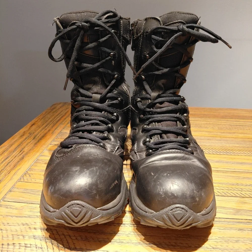 Reebok Rapid Response Boots Size 11 Black Side Zip Composite Toe Tactical RB8874